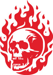 Skull and fire effect. tatto design. vector illustration