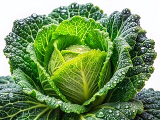 Fresh Juicy Peking Cabbage with Water Drops - Double Exposure Stock Photo