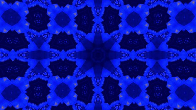 Mandala Overlay or Kaleidoscope Overlay with Blue and yellow kaleidoscope pattern perfect for vibrant designs, backgrounds, textiles, psychedelic themed projects, and geometrici nspired artwork