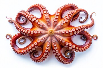 Fototapeta premium Fresh Raw Octopus Top View - Isolated Macro Photography Stock Image