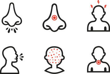 Set of HMPV Symptoms Icons &ndash; Human Metapneumovirus Infection Signs Vector Collection.