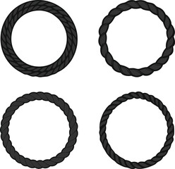 Set of Round Rope Frames &ndash; Decorative Nautical Border Vector Collection.