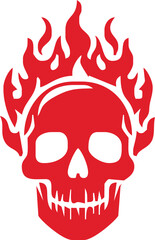 Skull and fire effect. tatto design. vector illustration