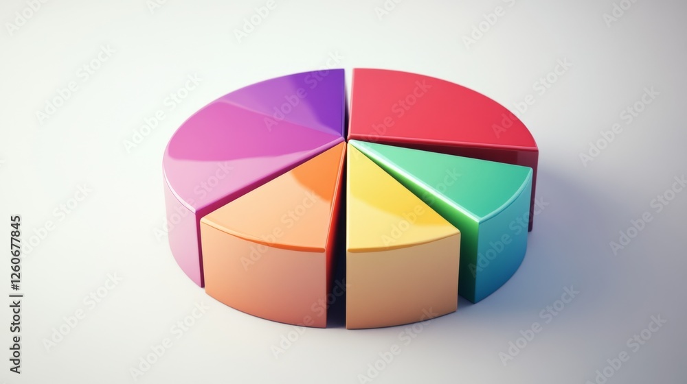 Leinwandbilder a multi-colored d pie chart in a minimalist style, with sections slightly lifted to show the data sp