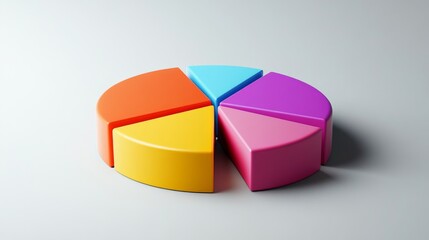 Obraz premium A professional pie chart depicting monthly expense distribution, with bright segments for categories like rent, groceries, and entertainment, set against a simple gray background.