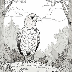 eagle line vector illustration isolated on white background