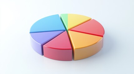 Obraz premium A simple, clear pie chart illustrating household financial planning, with different categories for savings, bills, and leisure, presented on a clean white surface.
