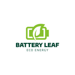 Battery and Leaf Logo Concept. Eco energy, Green energy, environmentally friendly batteries concept illustration design.