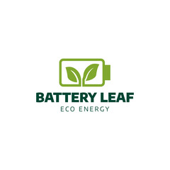 Battery and Leaf Logo Concept. Eco energy, Green energy, environmentally friendly batteries concept illustration design.