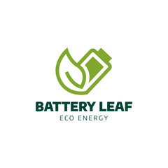 Battery and Leaf Logo Concept. Eco energy, Green energy, environmentally friendly batteries concept illustration design.