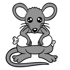 Mouse Big Sausage Eat Hunger BBQ Barbecue Funny Design Lover Art Vector Illustration Card T-Shirt Poster Sticker Graphic Print Decorative Drawing Isolated Logo Decoration Symbol Creative Cool Style
