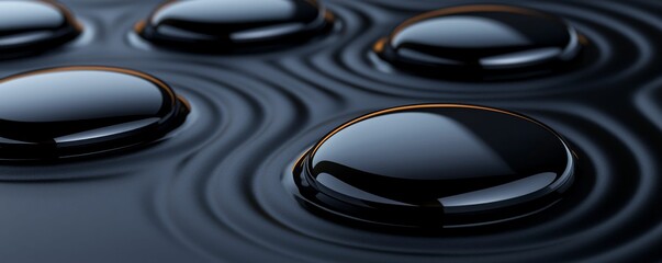 Black water droplet on wavy surface.