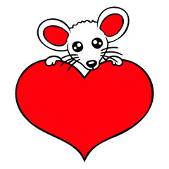 Mouse Heart Love Symbol Favorite Animal Pet Cute Design Lover Art Vector Illustration Card T-Shirt Poster Sticker Graphic Print Decorative Drawing Isolated Logo Decoration Symbol Creative Cool Style

