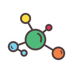 molecule icon, color, flat, design, vector, illustrations, education, style, trendy, collections