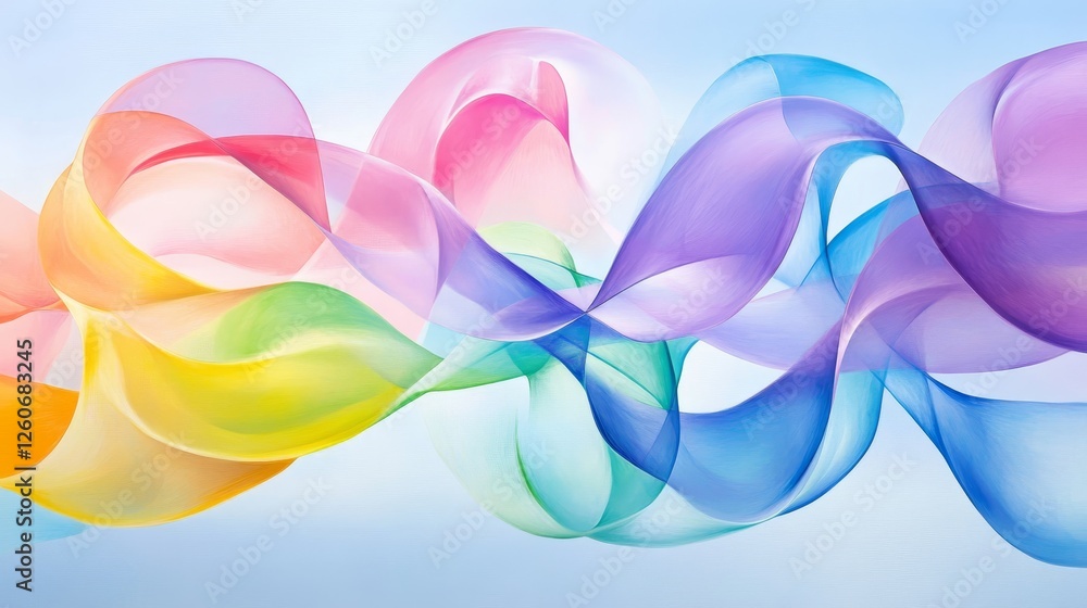 Aufkleber rainbow flowing ribbons abstract art - abstract of colorful flowing ribbons, creating a dynamic and 