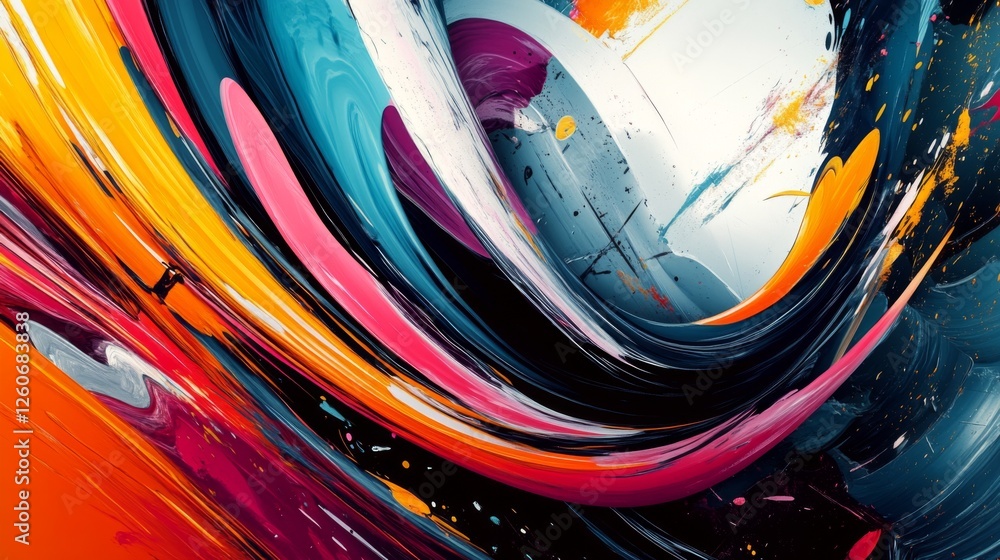 Fototapete a vibrant digital illustration showcasing abstract shapes and colors, creating an eye-catching compo