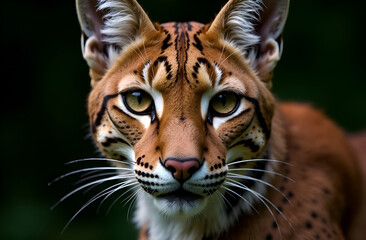 Obraz premium Close-up. Iberian lynx, Lynx pardinus, wild cat endemic to Iberian Peninsula. Selective focus, shallow depth of field.