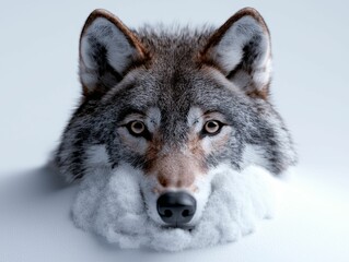 Close-up of a realistic wolf head.