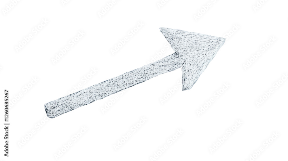 Poster white sketched arrow pointing up on transparent background