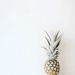 Obraz premium A single pineapple stands against a minimalist white background, emphasizing simplicity.