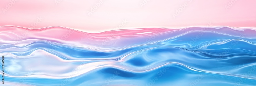 Poster serene pink and blue liquid waves - abstract of flowing pink and blue liquid creating serene wave pa