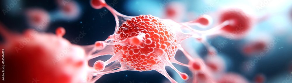 Poster dynamic cellular activity and interaction microscopic view scientific illustration laboratory enviro