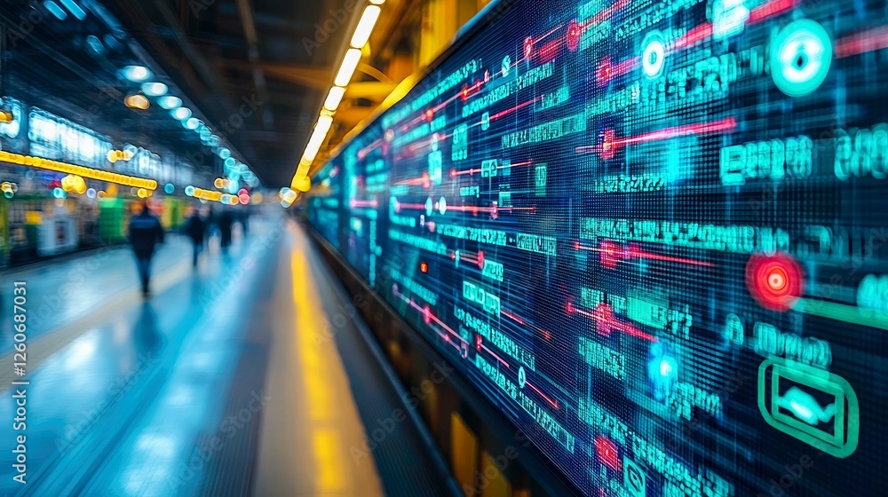 Aufkleber abstract digital data stream: futuristic technology and network communication