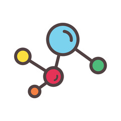 molecule icon, color, flat, design, vector, illustrations, education, style, trendy, collections