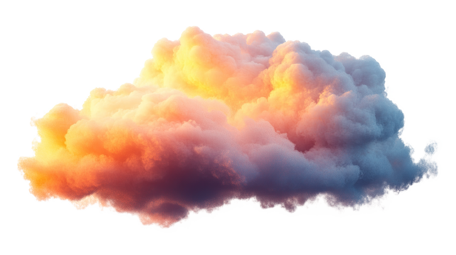 A thick orange cloud isolated on a transparent background