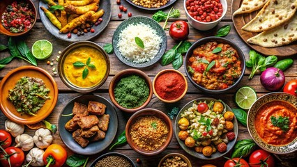 Global Food Fest: Vibrant Ethnic Cuisine Table Photography