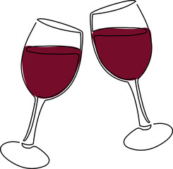 Two Wine Glasses Filled with Red Wine