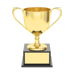 Gold trophy. Isolated. Award. Winner cup. 3d illustration.