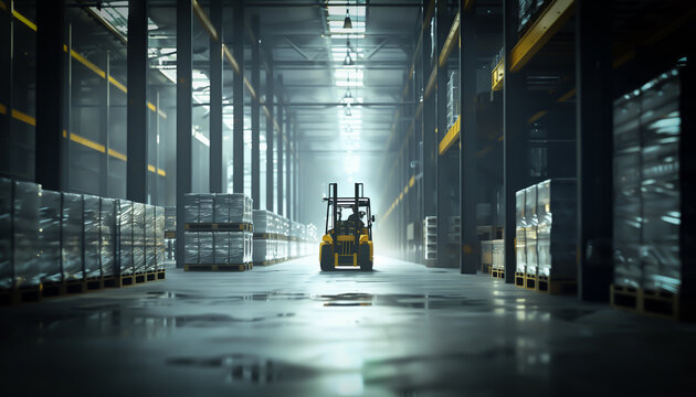 concept logistique et entrepôt avec chariot élévateur