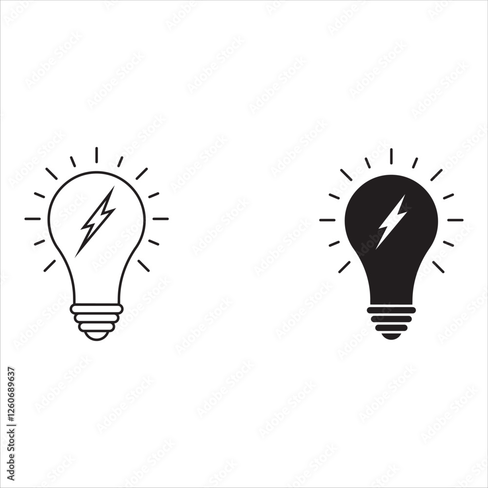 Poster lightning in light bulb icon. light bulb symbol with a lightning bolt inside. vector illustration.