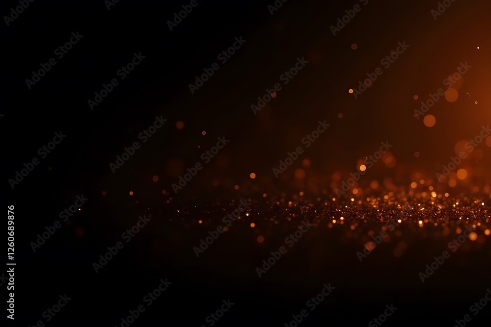 Poster sparkling abstract background with glowing orange and black bokeh lights