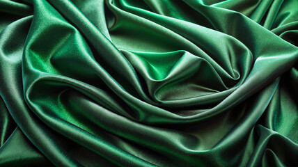 Obraz premium Green satin fabric with deep folds and soft texture