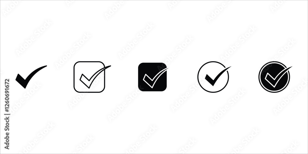 Aufkleber check mark set icon. simple web buttons. checkmarks and confirm. round checkmark.