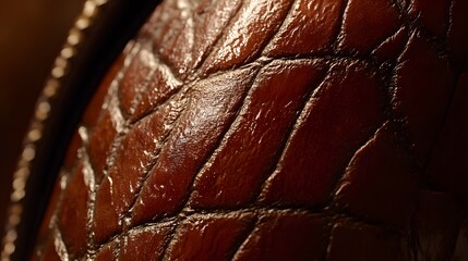 Fototapeta premium Close-up Detailed Texture of Brown Leather, Alligator Skin Pattern