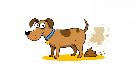 Fototapeta premium A vector illustration of a dog pooping on a white background.