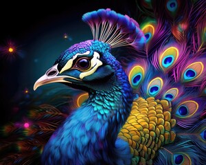 Obraz premium Colourful portrait of a peacock