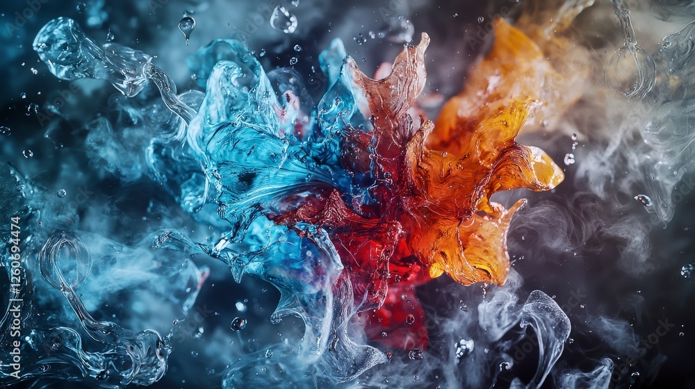 Leinwandbilder Dynamic fluid composition of abstract shapes in aquatic environment artistic visuals close-up perspective
