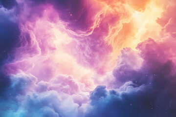 Fototapeta premium Capture a vibrant, swirling galaxy of clouds in time lapse from a worms-eye view on a solid white background