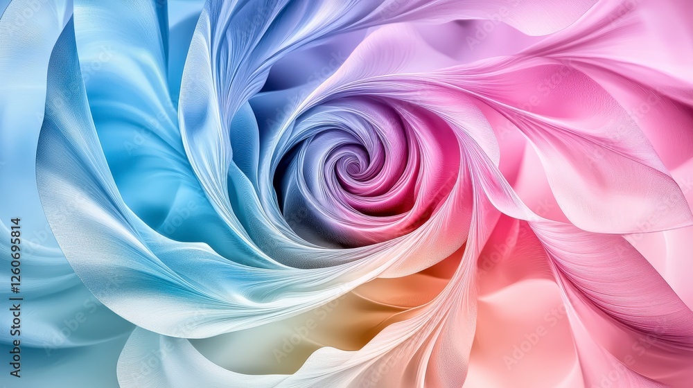 Aufkleber delicate pastel-colored spirals rotating smoothly in a serene digital artwork abstract environment v