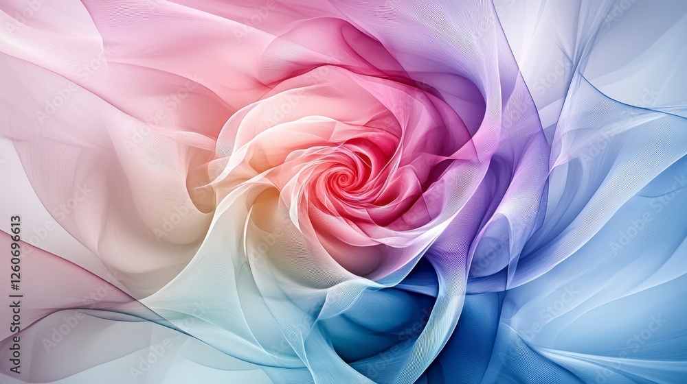 Aufkleber flowing pastel-colored lines in soft spirals abstract art studio environment contemporary art dynami
