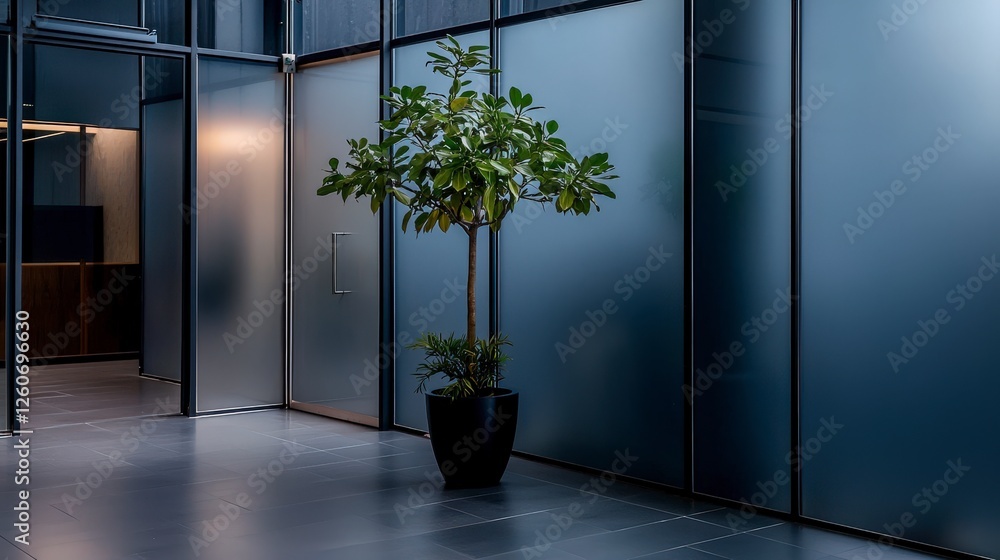 Poster frosted glass matte texture diffusing soft light modern office space interior design indoor environm