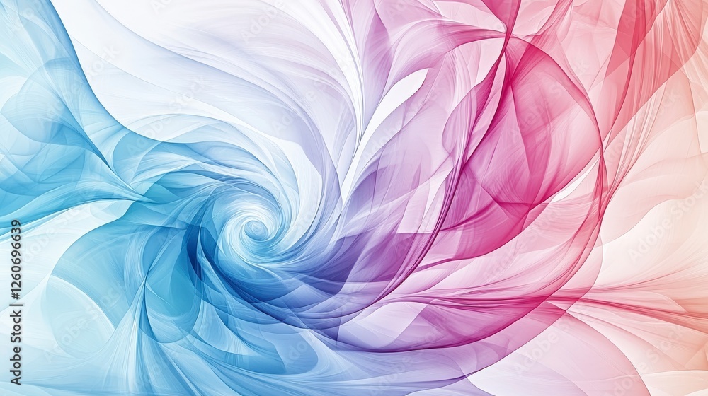 Poster Flowing pastel-colored lines spiraling in soft swirls abstract art digital creation calm environment artistic viewpoint