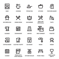 Cooking Category Outline Pictogram Icons Set