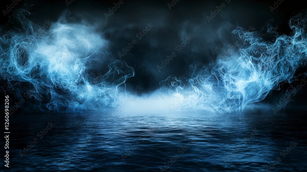 Poster soft moving fog enveloping dark waters atmospheric image digital art mysterious environment artistic