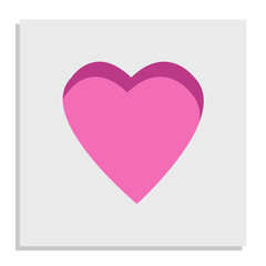 Pink heart. Valentine paper hearts. Paper heart effect. Happy Valentines Day. Love sign symbol. Simple shape. Greeting card template. Cute graphic object. Flat design. White background. Vector