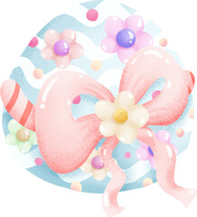 Happy Easter day watercolor elements. Cute little bunny and colorful flower.